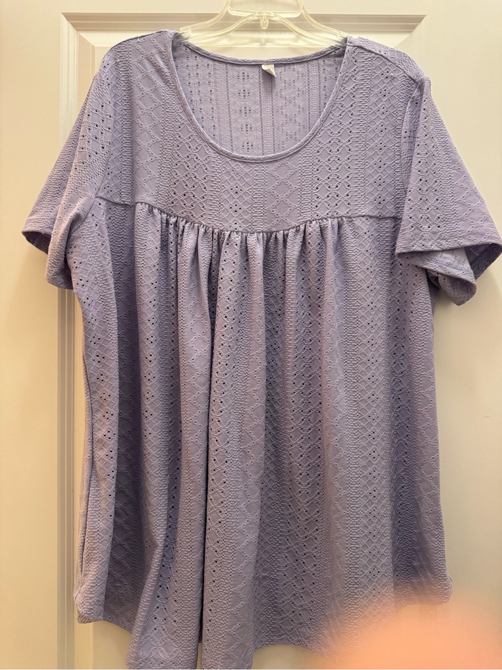 Your Style tops, short sleeve scoop neck eyelet design lavender & royal blue 3x - Picture 7 of 11